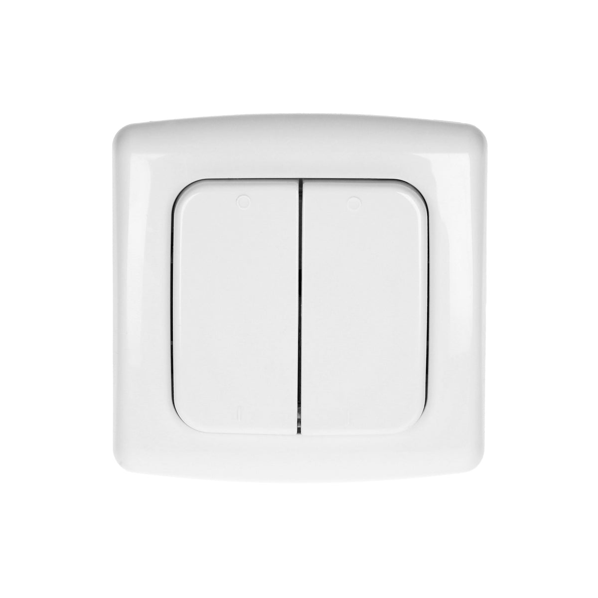 Dvigubas paviršinis jungiklis, skirtas nuotoliniam valdymui su įmontuojamais jungikliais ir lizdais, su radijo siųstuvu, PremiumLine Smart Home - gaukdaugiau.lt