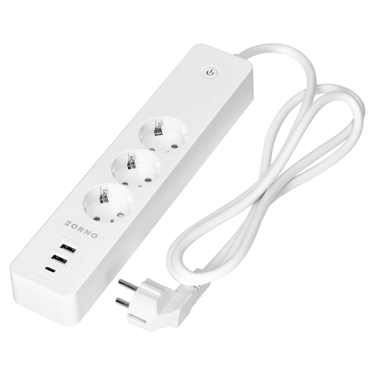 3 lizdų Schuko su įžeminimu ir jungikliu pratęsiklis su 2xUSB, Tuya Smart Wi-Fi, baltas - gaukdaugiau.lt