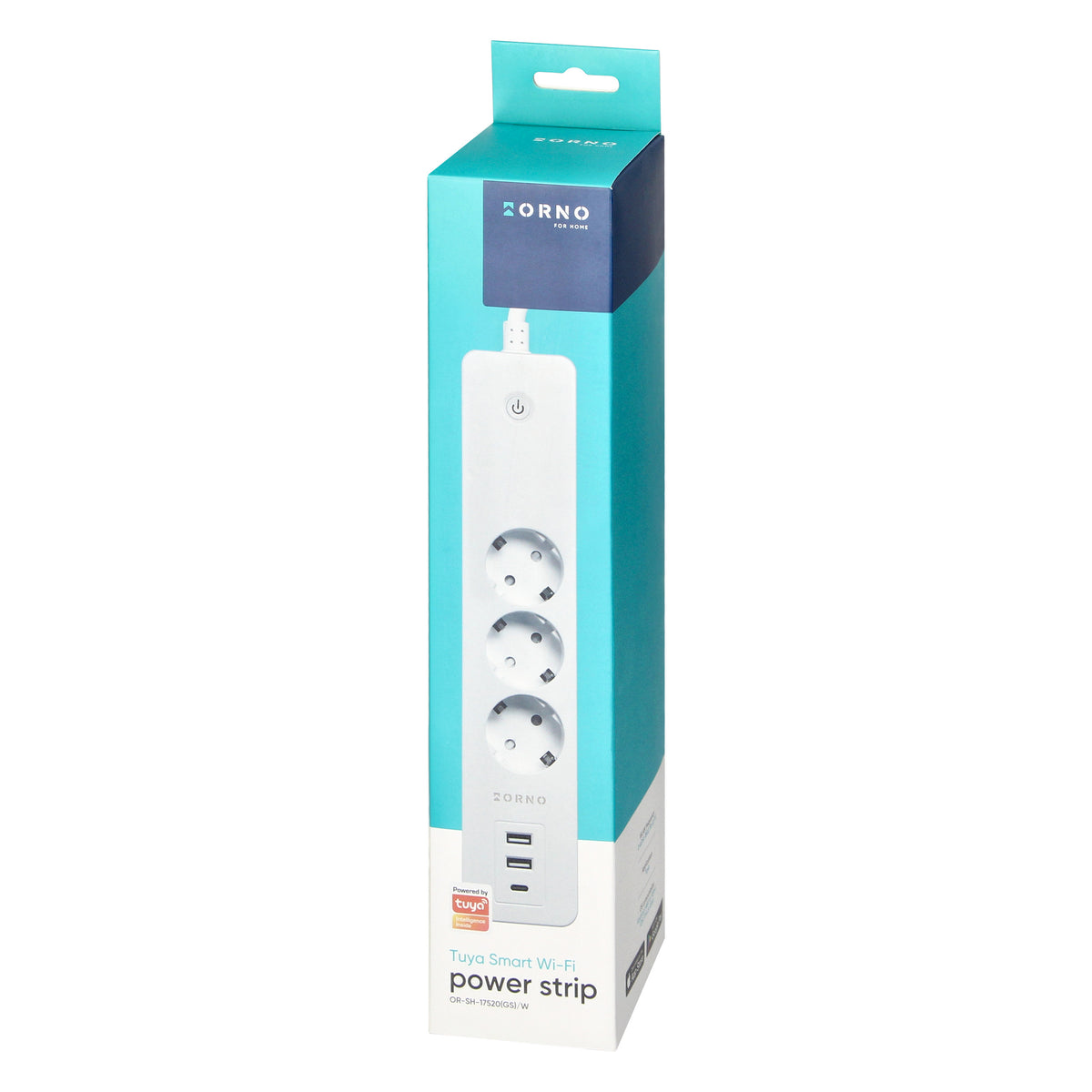 3 lizdų Schuko su įžeminimu ir jungikliu pratęsiklis su 2xUSB, Tuya Smart Wi-Fi, baltas - gaukdaugiau.lt