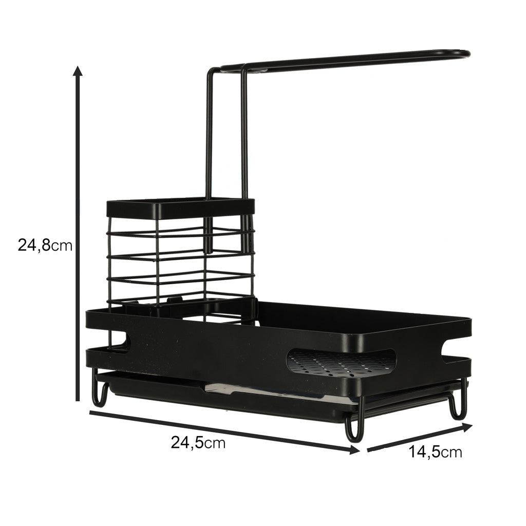 Virtuvės organizatorius kriauklei virtuvės reikmenų lentyna juoda
