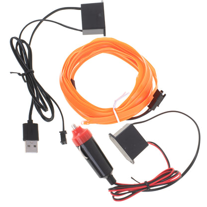 LED aplinkos apšvietimas automobiliui / automobilio USB / 12V juosta 3 m oranžinė