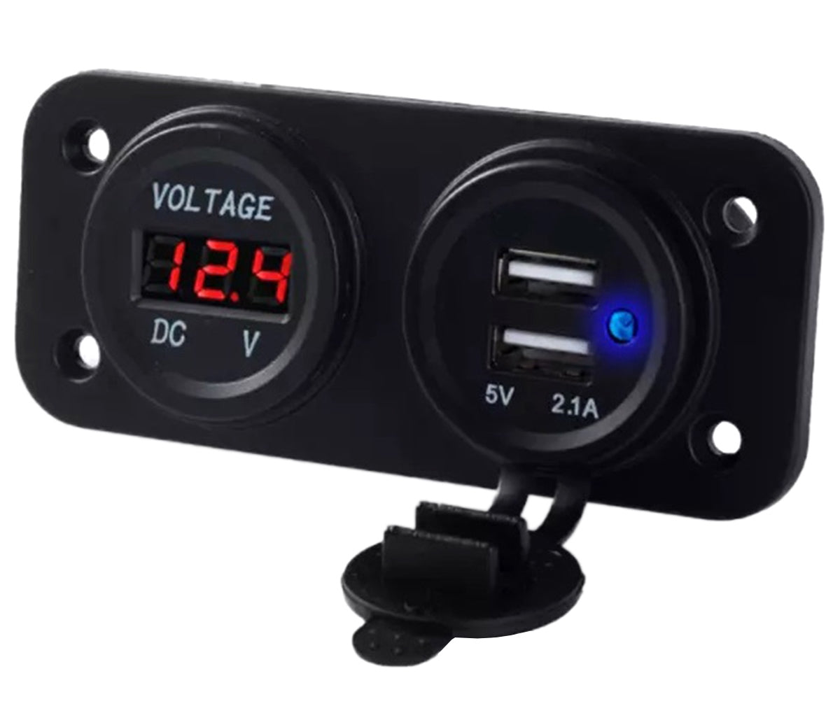 2XUSB Lizdas su Voltmetru Automobiliams ir Motociklams - gaukdaugiau.lt