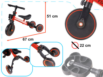 Trike Fix Mini krosinis triratukas 3in1 su pedalais raudonos spalvos