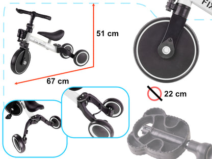 Trike Fix Mini krosinis triratukas 3in1 su pedalais baltas