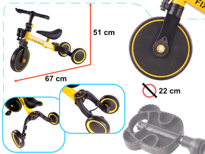 Trike Fix Mini krosinis triratukas 3in1 su pedalais geltonas