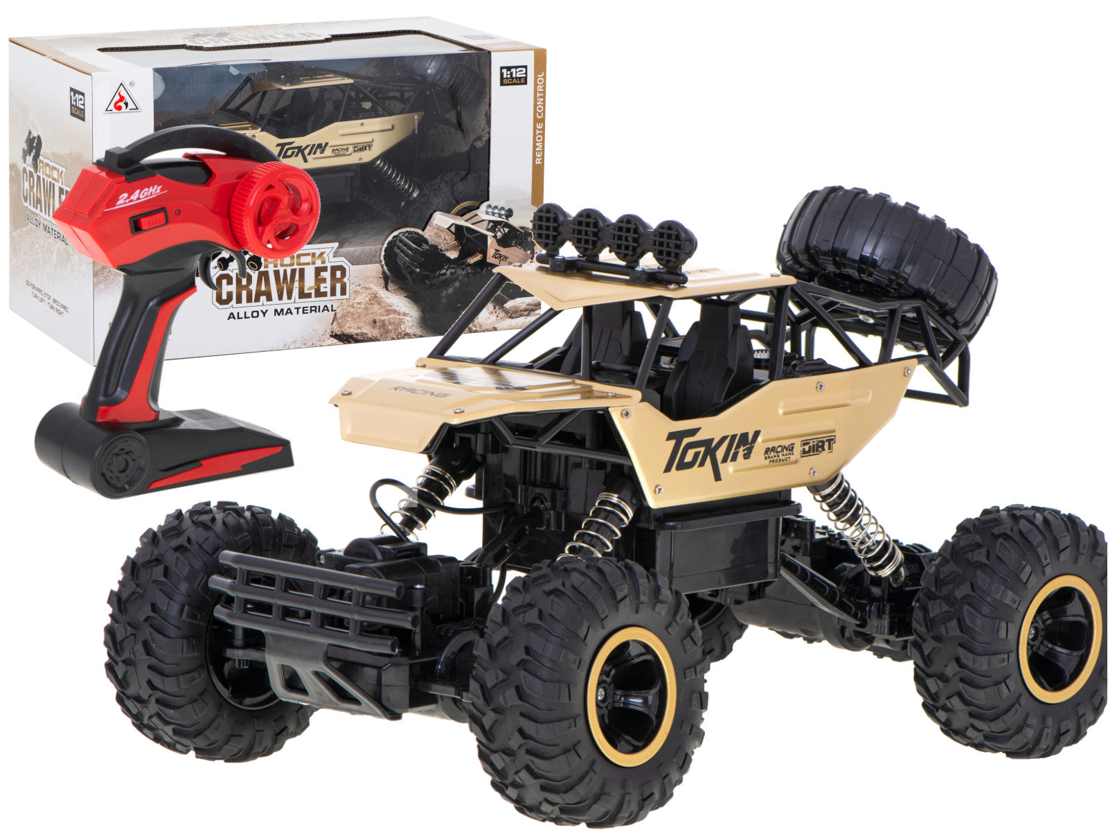 RC automobilis Rock Crawler 1:12 4WD METAL aukso spalvos