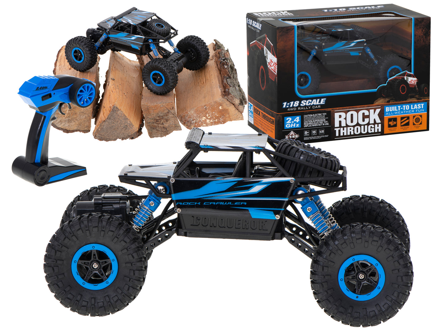 RC automobilis Rock Crawler HB 2.4GHz 1:18 mėlynas