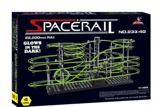 "Spacerail" tamsoje šviečiantis 4 lygio kamuoliukų takas 72 cm x 34 cm x 36 cm