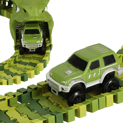 Lenktynių trasa dinozaurai automobiliai 240 elementų - gaukdaugiau.lt