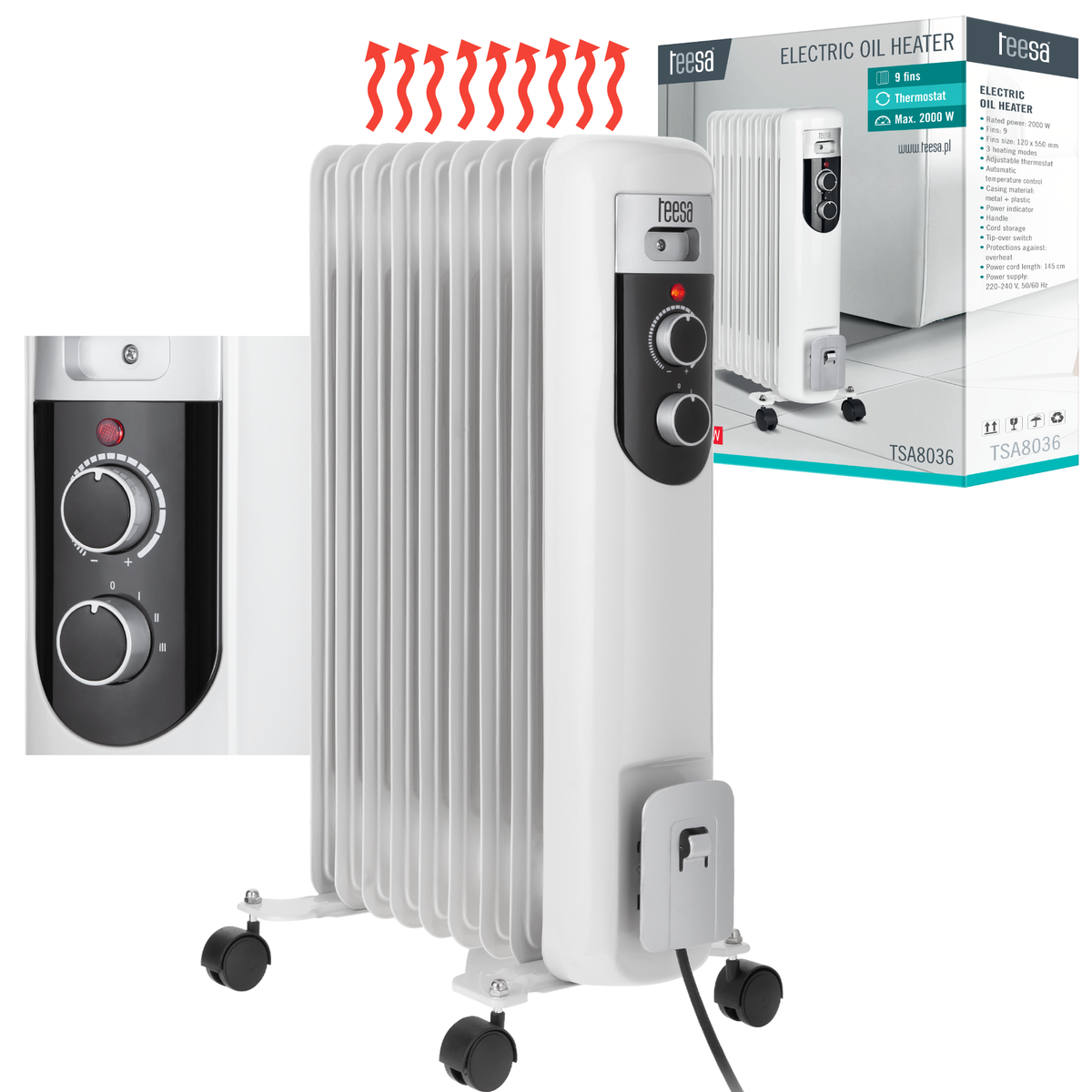 Alyvinis šildytuvas PremiumLine 2000W (9 briaunos) - gaukdaugiau.lt