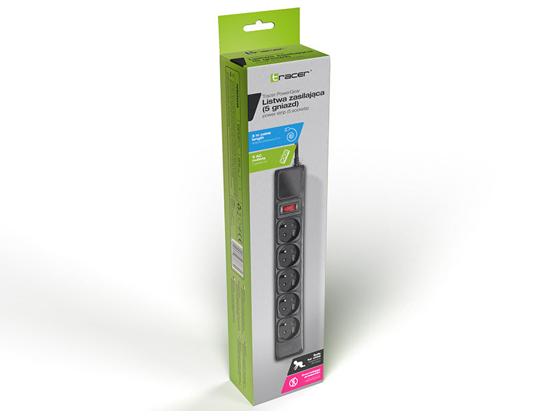 Maitinimo laidas PremiumLine PowerGear 3,0 m Juoda (5 lizdai) - gaukdaugiau.lt