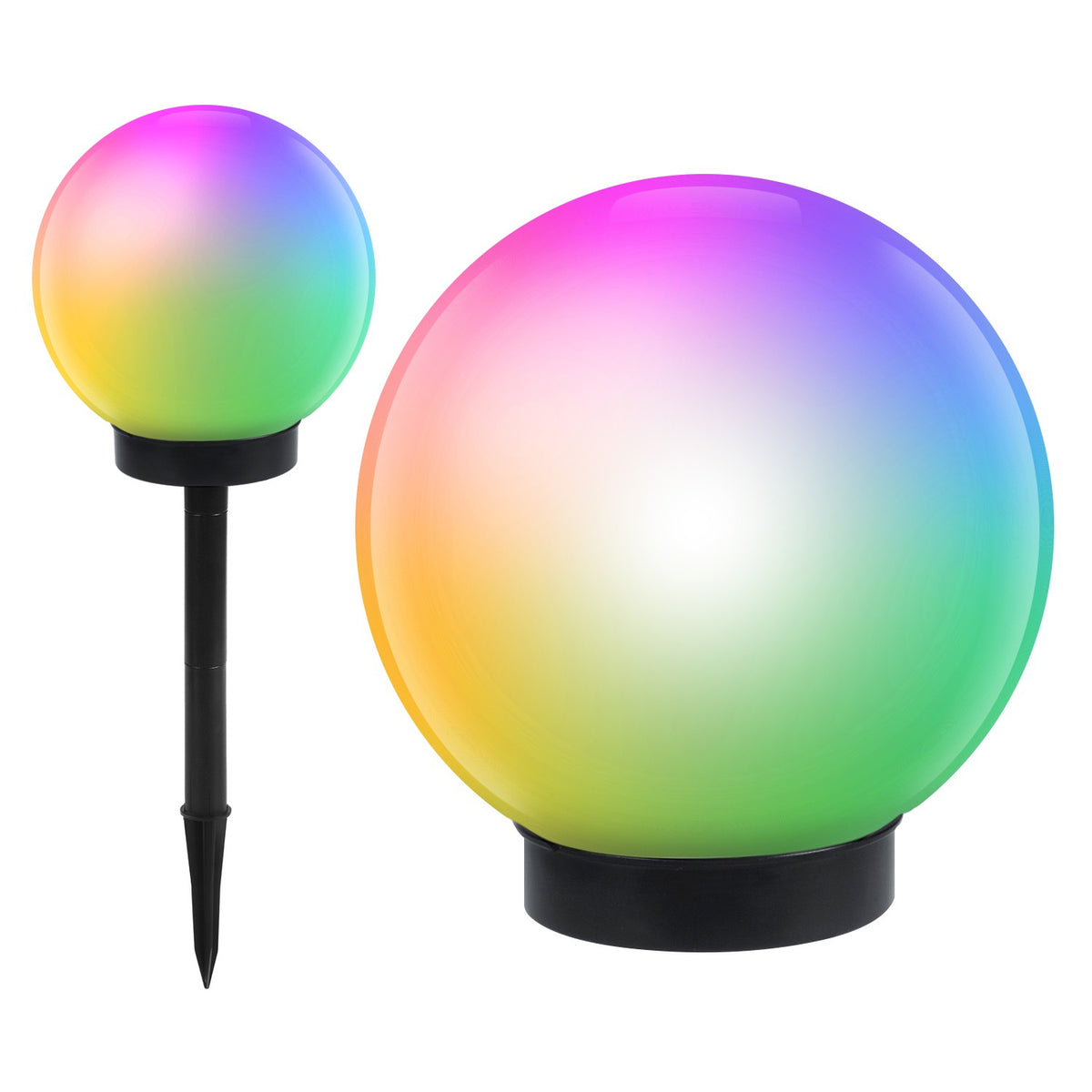 Saulės lempa laisvai stovinti sodui PremiumLine, rutulys, 15x15x48 cm, spalvotas LED RGB, GB122 - gaukdaugiau.lt