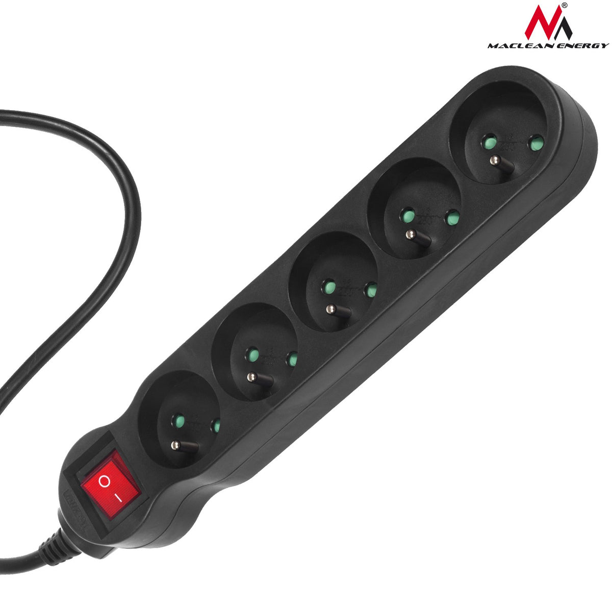 PremiumLine maitinimo juosta, 5 lizdų pratęsiklis, su jungikliu, juoda, 2300W, 3m, MCE184 - gaukdaugiau.lt