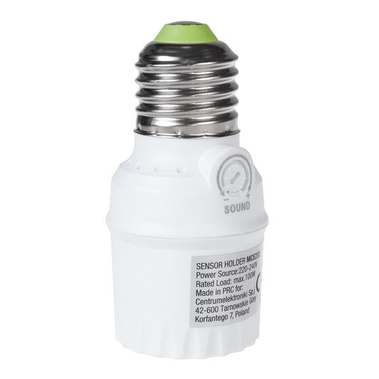 Lemputės lizdas su garso jutikliu PremiumLine, E27 su garso jutikliu, maks. 100W, 30dB - 90dB diapazonas, MCE232 - gaukdaugiau.lt