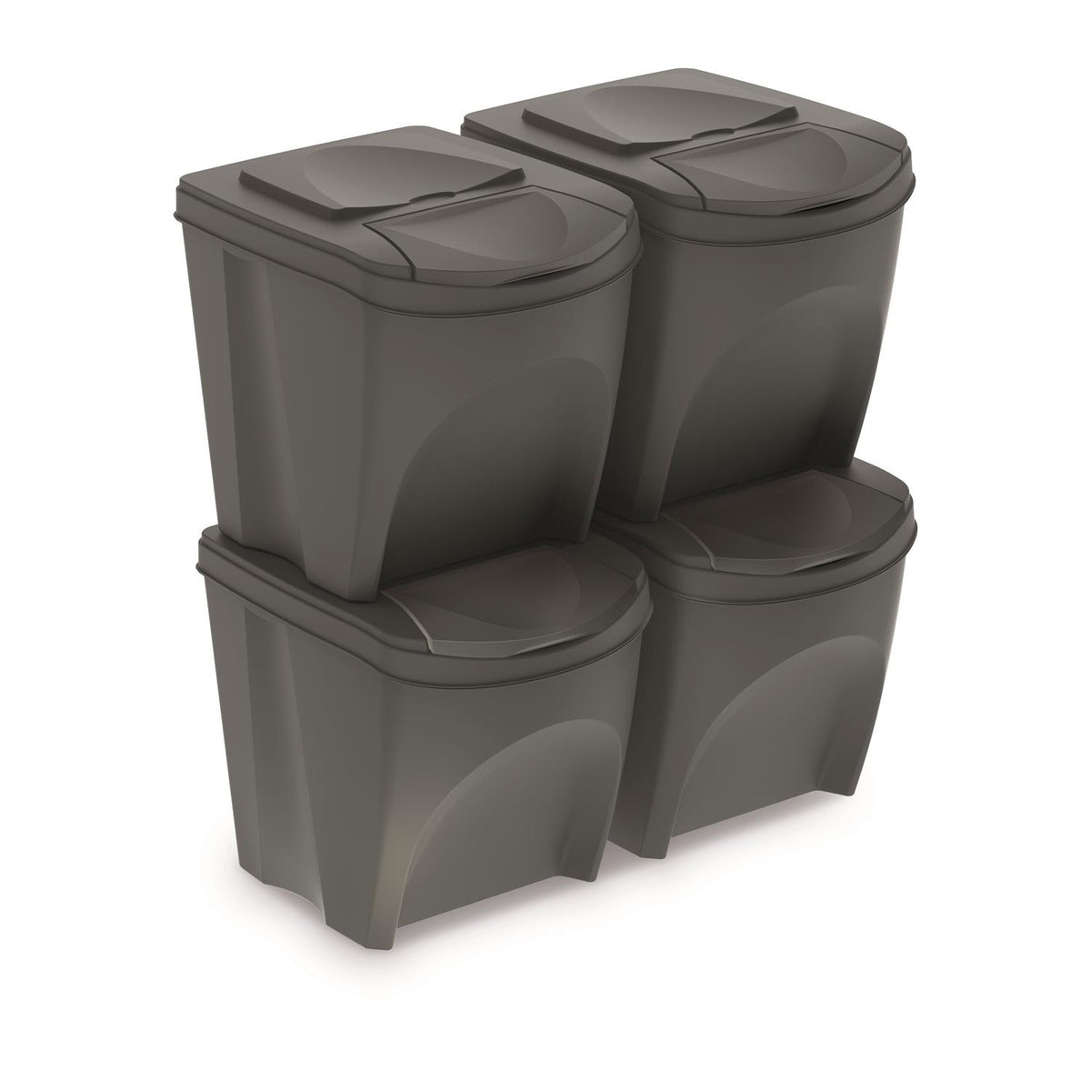 Rūšiavimo dėžių rinkinys Sortibox 4x25L pilkas - gaukdaugiau.lt