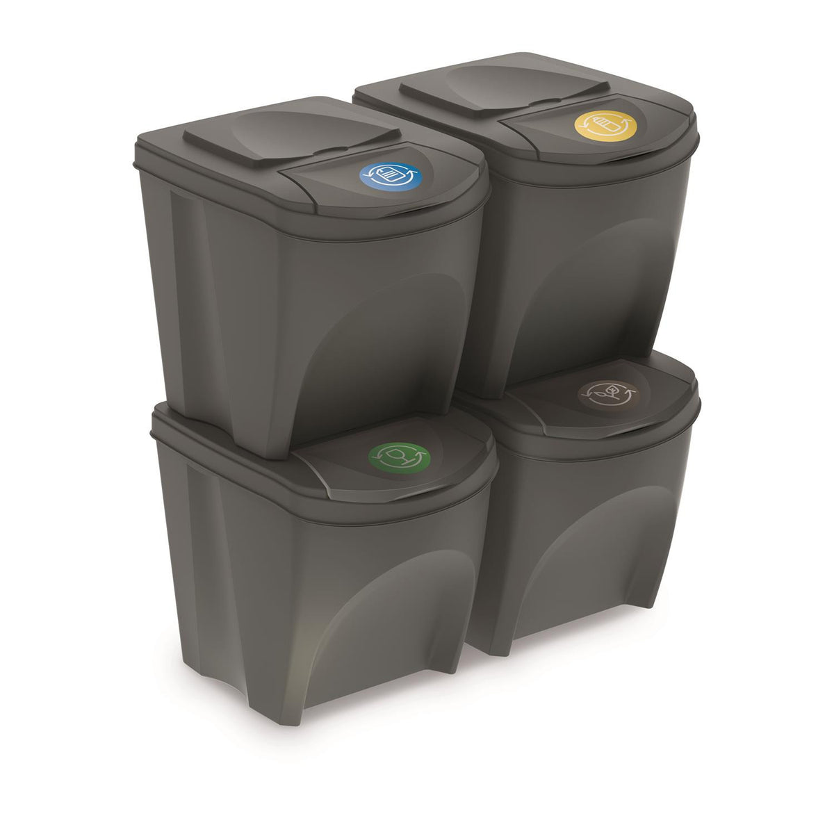 Rūšiavimo dėžių rinkinys Sortibox 4x25L pilkas - gaukdaugiau.lt
