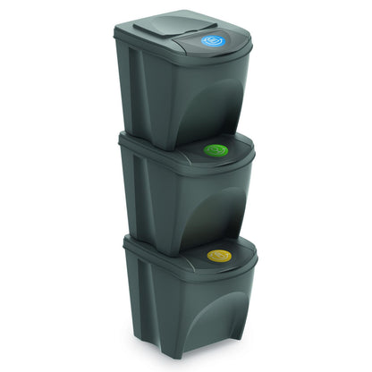 Sortavimo dėžių komplektas Sortibox 3x25L pilkas - gaukdaugiau.lt