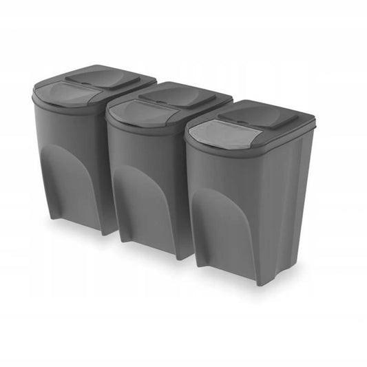 Rūšiavimo dėžių komplektas Sortibox 3x35L pilka - gaukdaugiau.lt