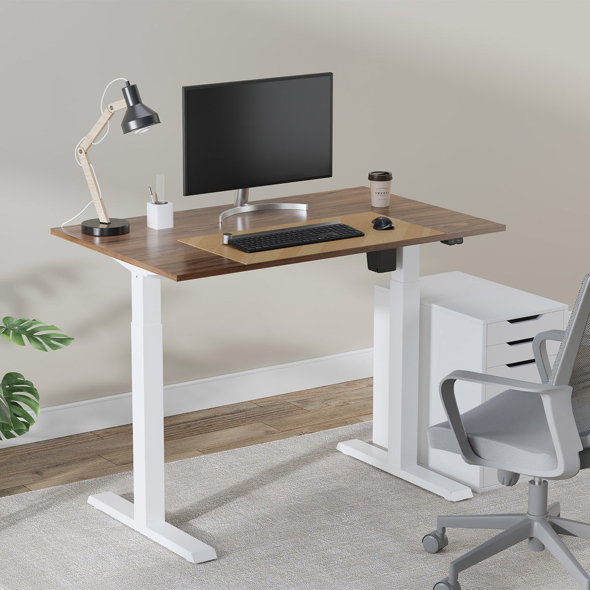 Elektriškai reguliuojamas aukščio stalas Ergo Office, maks. aukštis 123 cm, maks. apkrova - 70 kg, be stalo plokštės stovėjimo ir sėdėjimo darbo režimams, baltas, ER-403W - gaukdaugiau.lt