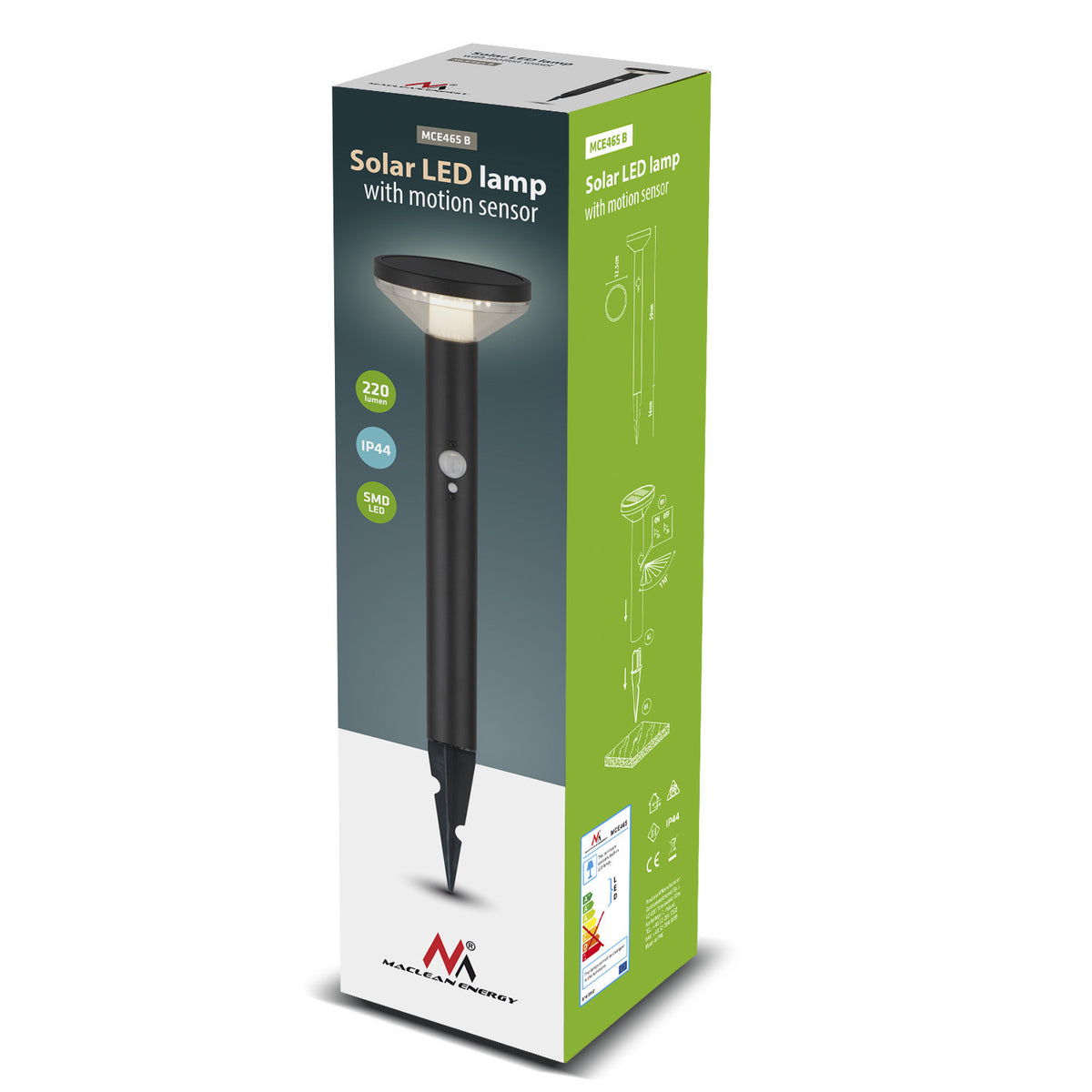 Saulės lemputė LED PremiumLine, su jutikliu, 3 veiksenos, įsmeigiama, Li-ion 18650, IP44, 3,7V, 1200 mAh, Juoda, MCE465 B - gaukdaugiau.lt
