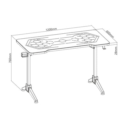 Gaminginis RGB LED biuras PremiumLine, juodas, didelis, maksimali apkrova 100 kg, aukštis 760 mm, RS163 - gaukdaugiau.lt