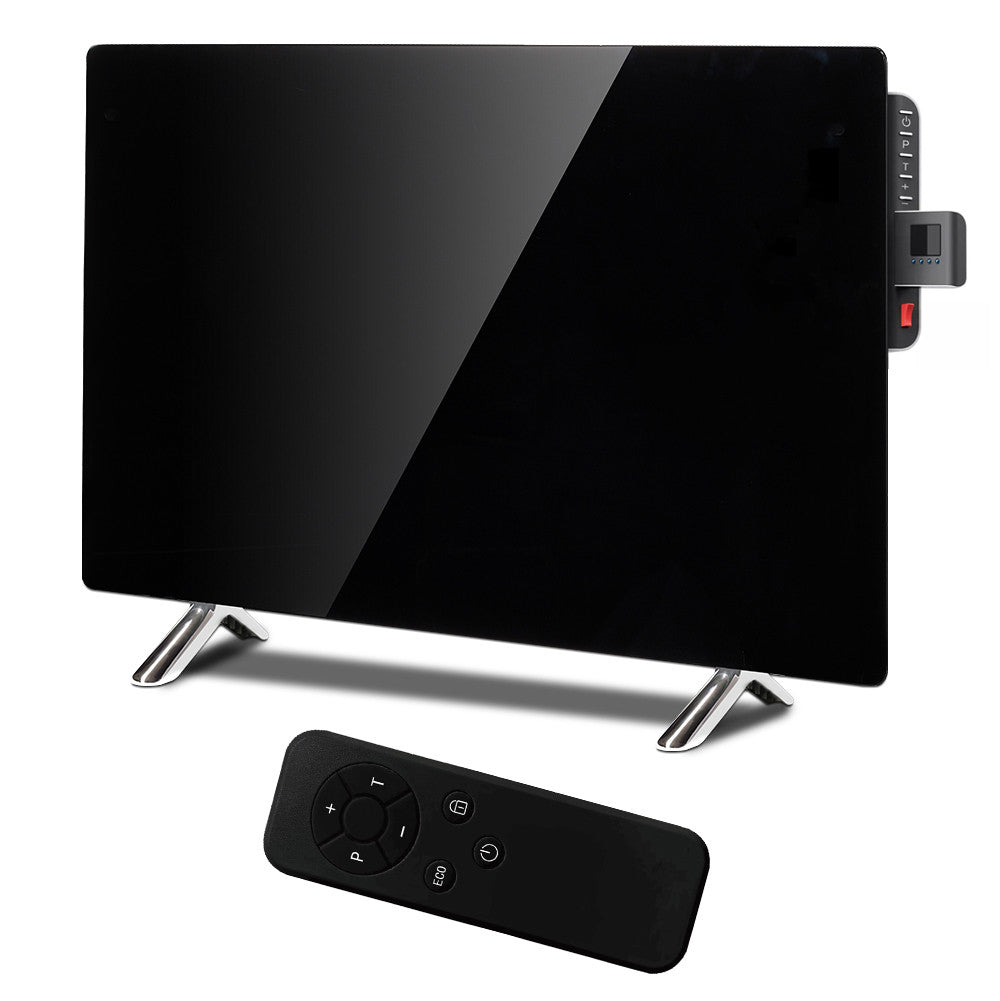 Stiklinis šildymo skydelis PremiumLine, infraraudonasis 600W, laikmatis, pultelis, termostatas, WiFi Tuya, juodos spalvos, 55x100cm, MCE536 - gaukdaugiau.lt