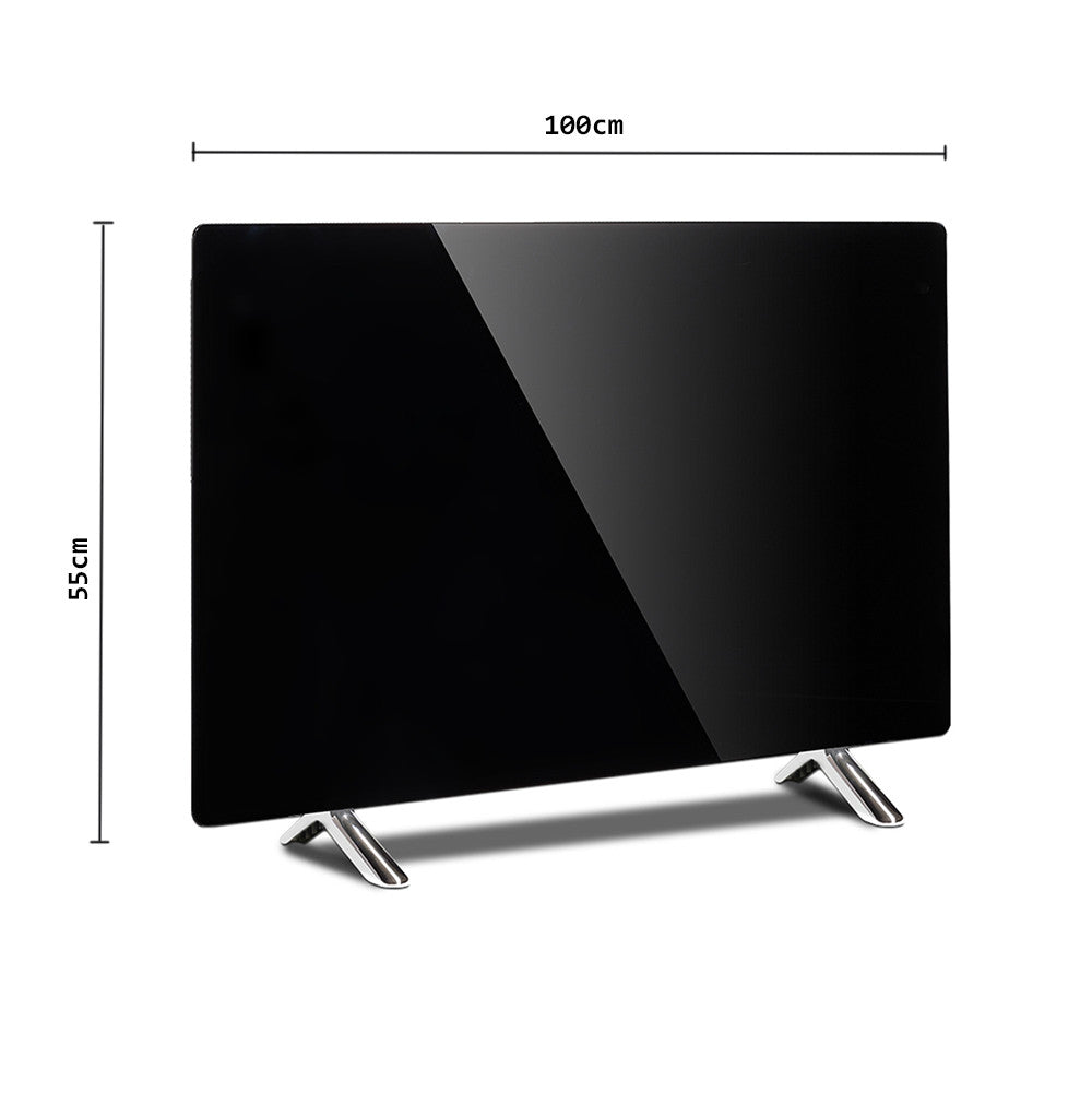 Stiklinis šildymo skydelis PremiumLine, infraraudonasis 600W, laikmatis, pultelis, termostatas, WiFi Tuya, juodos spalvos, 55x100cm, MCE536 - gaukdaugiau.lt