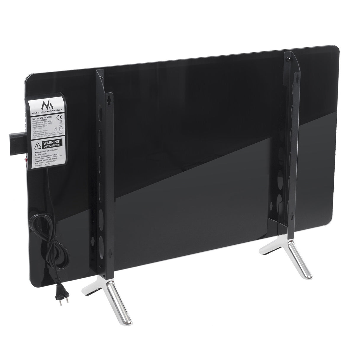 Stiklinis šildymo skydelis PremiumLine, infraraudonasis 600W, laikmatis, pultelis, termostatas, WiFi Tuya, juodos spalvos, 55x100cm, MCE536 - gaukdaugiau.lt