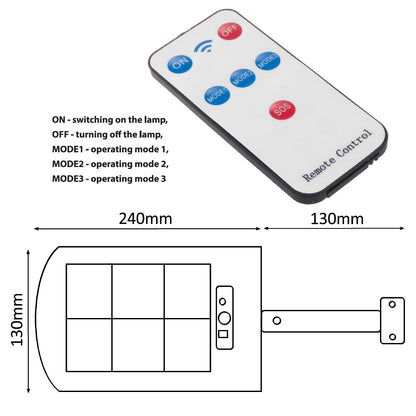 Saulės energija maitinama LED gatvės lempa su judesio jutikliu ir pulteliu PremiumLine IP54, 4W, 400lm, 6500K, Li-ion 1200 mAh, 3 darbo režimai MCE446 - gaukdaugiau.lt