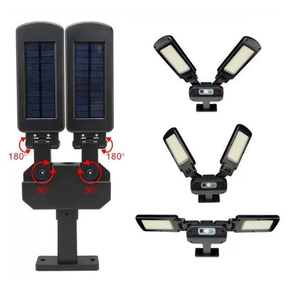 Saulės energija maitinama LED gatvės lempa su judesio jutikliu ir pulteliu PremiumLine IP54, 5W, 2x450lm, 6500K, Li-ion 2400 mAh, 3 darbo režimai MCE447 - gaukdaugiau.lt