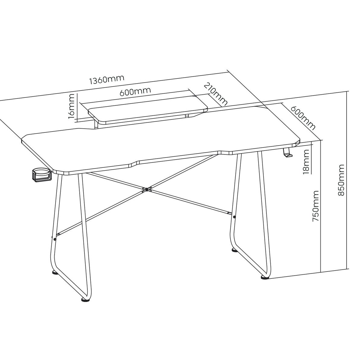 Gaminis stalas PremiumLine su monitoriaus laikikliu, maks. 50 kg, aukštis 850 mm, juoda spalva, RS170 - gaukdaugiau.lt