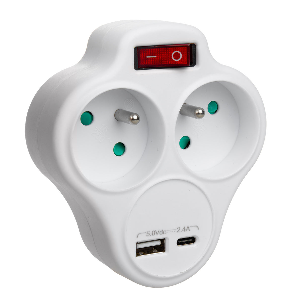 Macleen lizdas, šako su 2 lizdais ir USB A/C 2.4A, E tipo, 2x16A, MCE336 E - gaukdaugiau.lt