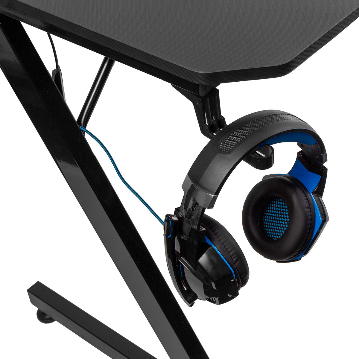 Gaminis stalas juodas didelis PremiumLine, maks. 150 kg, aukštis 750 mm, 110x60x1,5 cm, puodelio ir ausinių laikiklis, RS345 - gaukdaugiau.lt