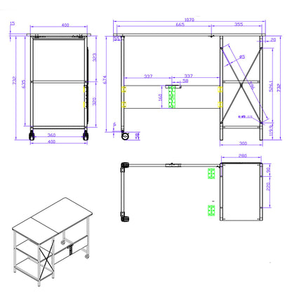 Lankstusis buhalterinis stalas PremiumLine, matmenys: 107x45x75 cm, maksimali apkrova - 150 kg, su stalviršiu, šviesaus buko spalva, MC-411 W - gaukdaugiau.lt
