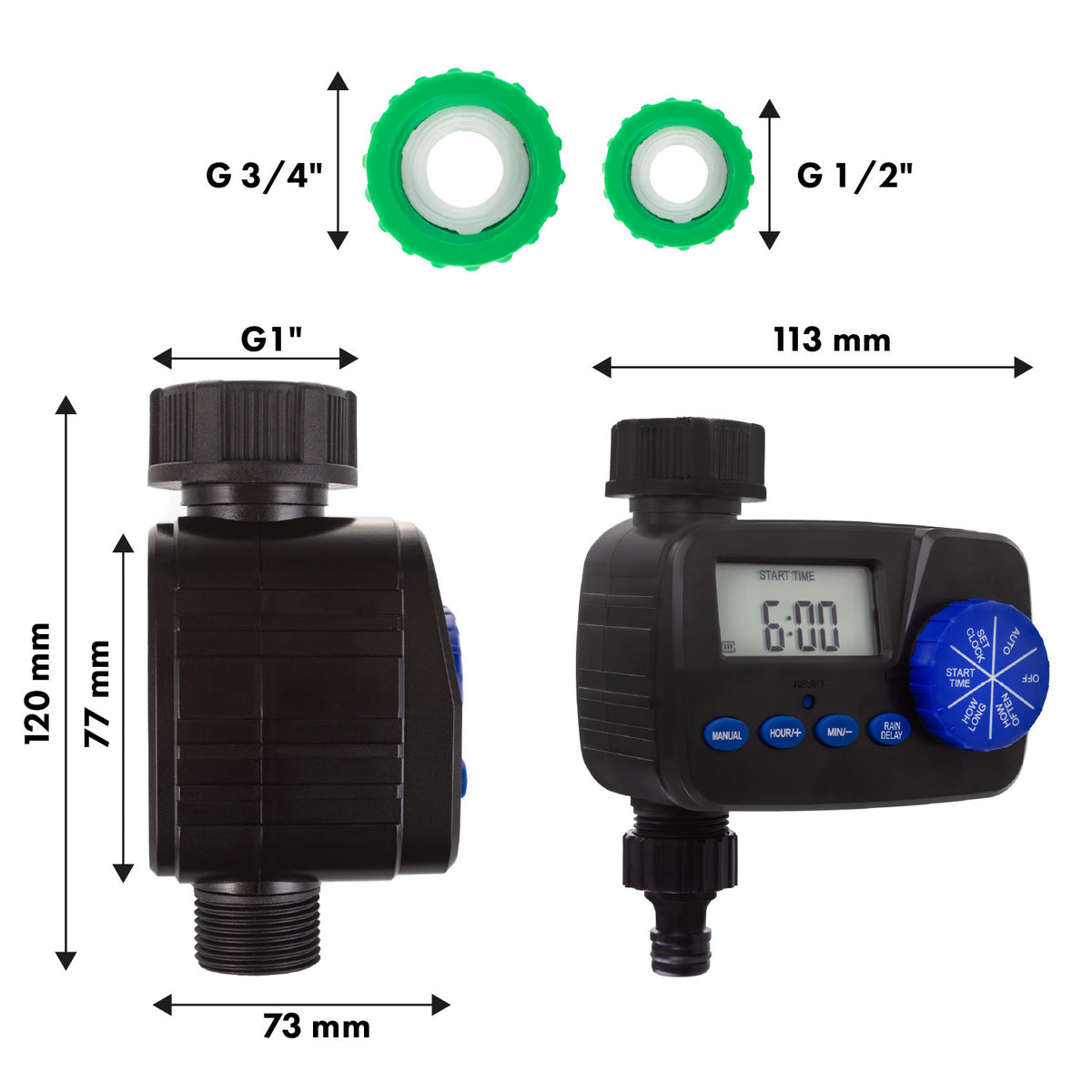 Elektroninis laistymo valdiklis PremiumLine, laikmatis, maitinimas 2x1,5V AA, GB390 - gaukdaugiau.lt
