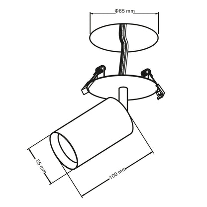 Įmontažinis / vamzdinis PremiumLine įtaisas, taškinis, apvalus, aliuminis, GU10, 55x100mm, balta spalva, MCE364 W - gaukdaugiau.lt
