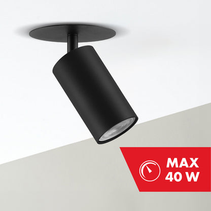Pogręžinė / vamzdelio tipo apdaila PremiumLine, taškinė, apvali, aliumininė, GU10, 55x100mm, juoda spalva, MCE364 B - gaukdaugiau.lt