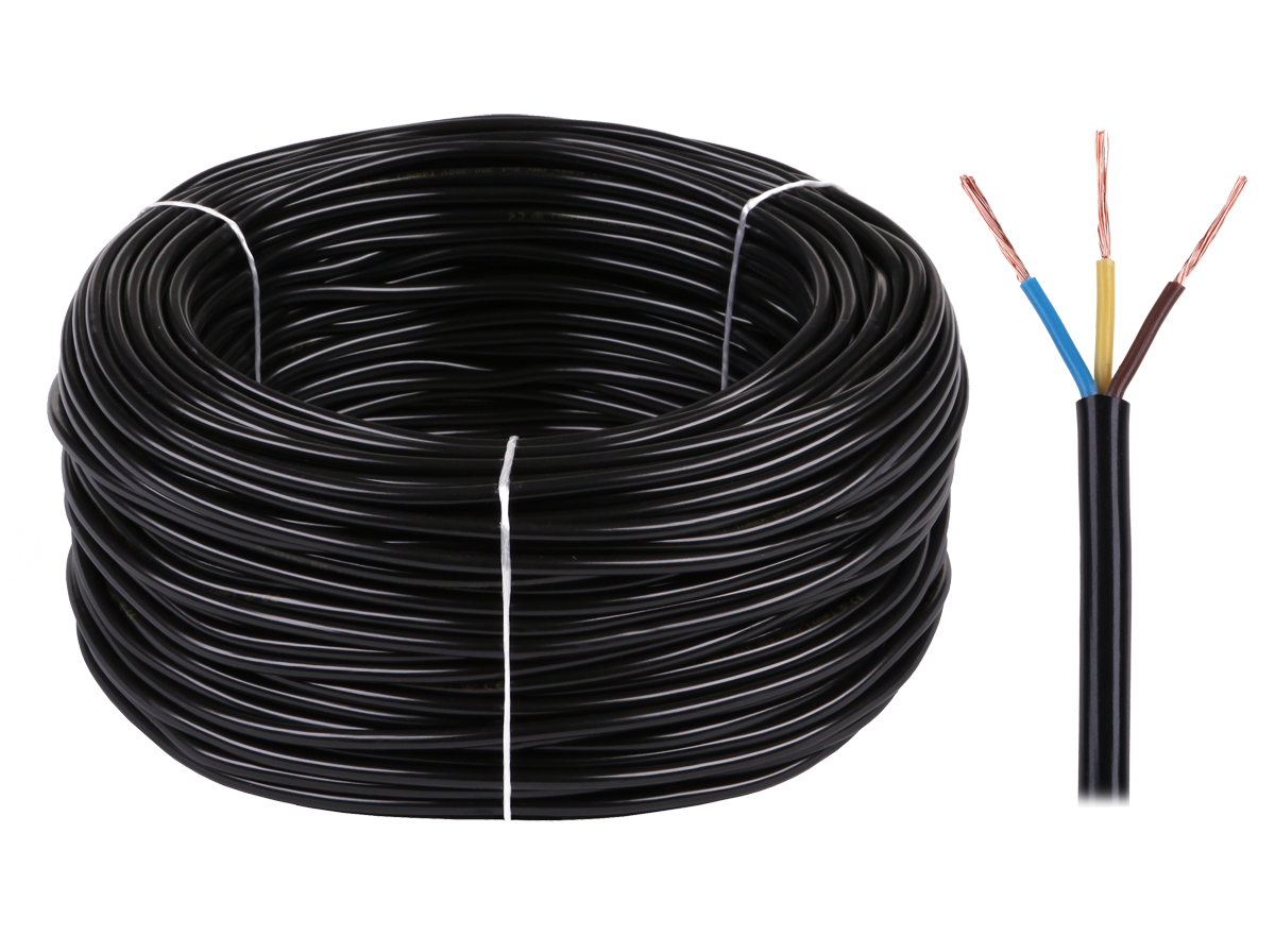 Elektros laidas OMY 3x0,75 300/300V juodas - gaukdaugiau.lt