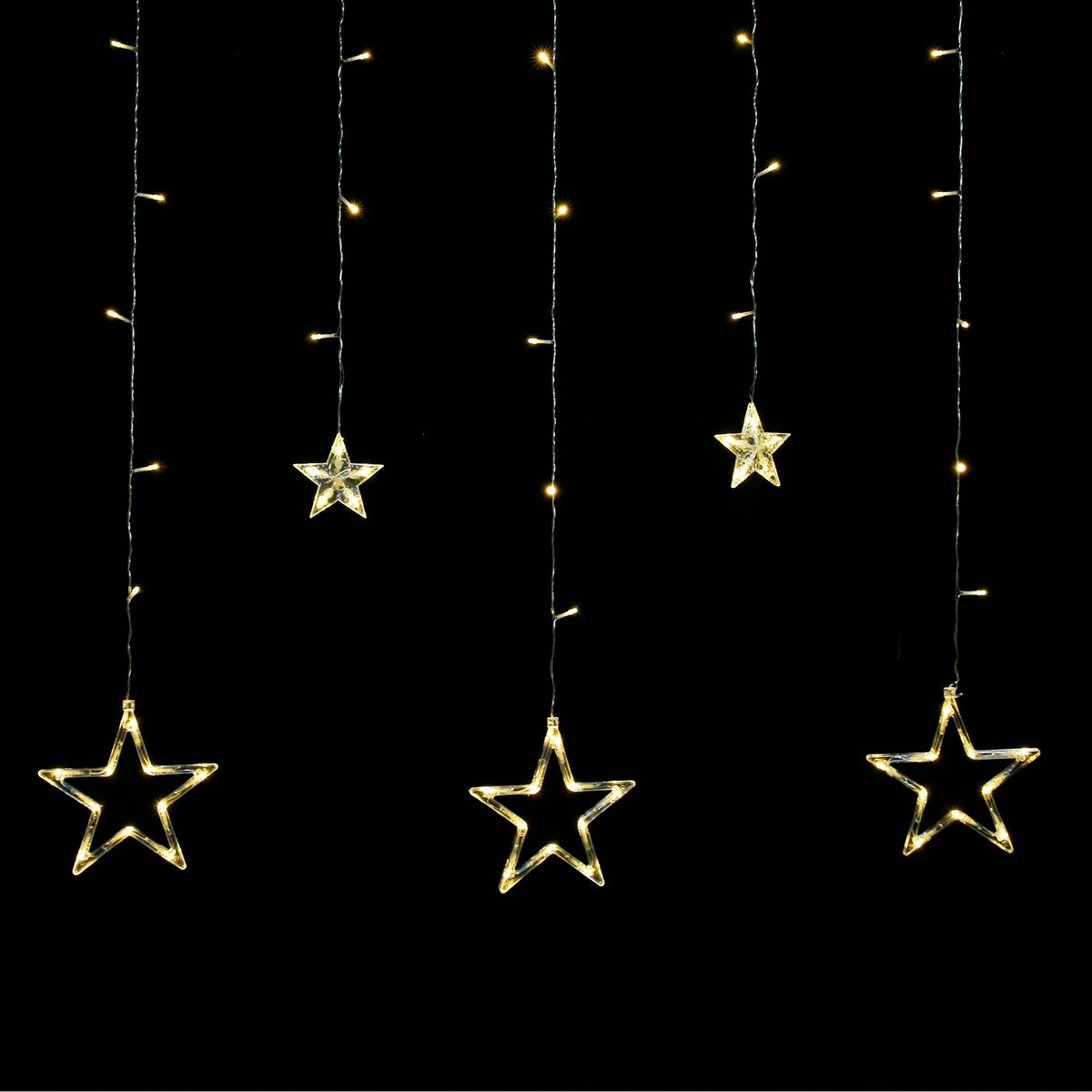 Šviesos užuolaida PremiumLine - žvaigždės, šilta balta, 230V - gaukdaugiau.lt
