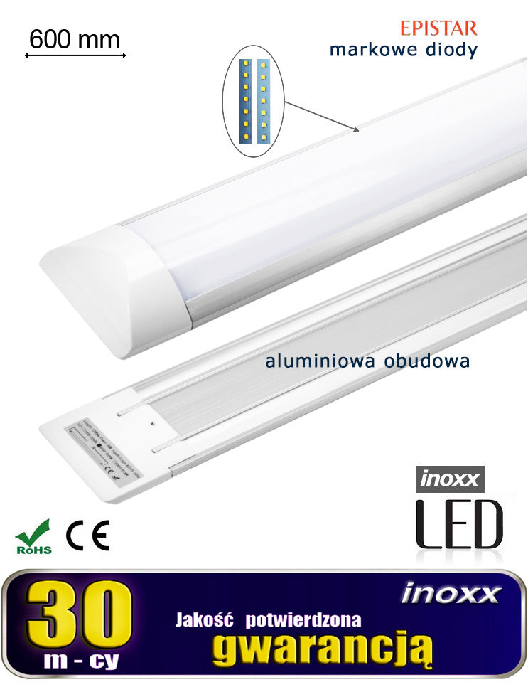 Lempa linijinė ant sienos LED plonas panelis 60cm 18W 3000K šilta - gaukdaugiau.lt
