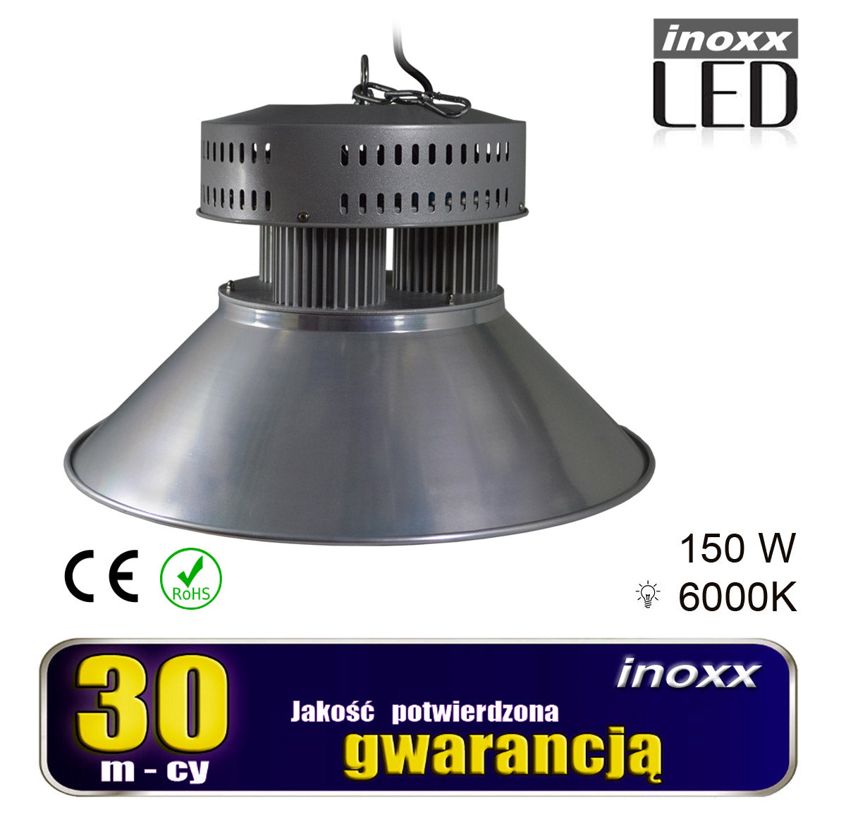 Pramoninė LED lempa 150W High Bay COB 6000K šalta 13 500lm - gaukdaugiau.lt