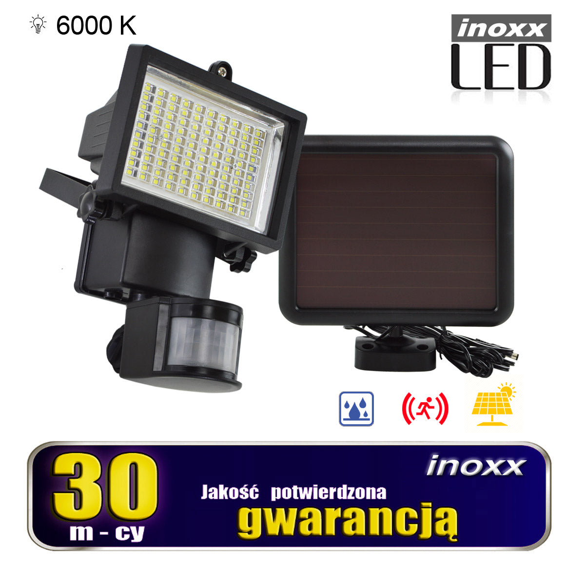 Saulės lempos šviestuvas su 100 SMD LED, judesio ir sutemų jutikliais - gaukdaugiau.lt