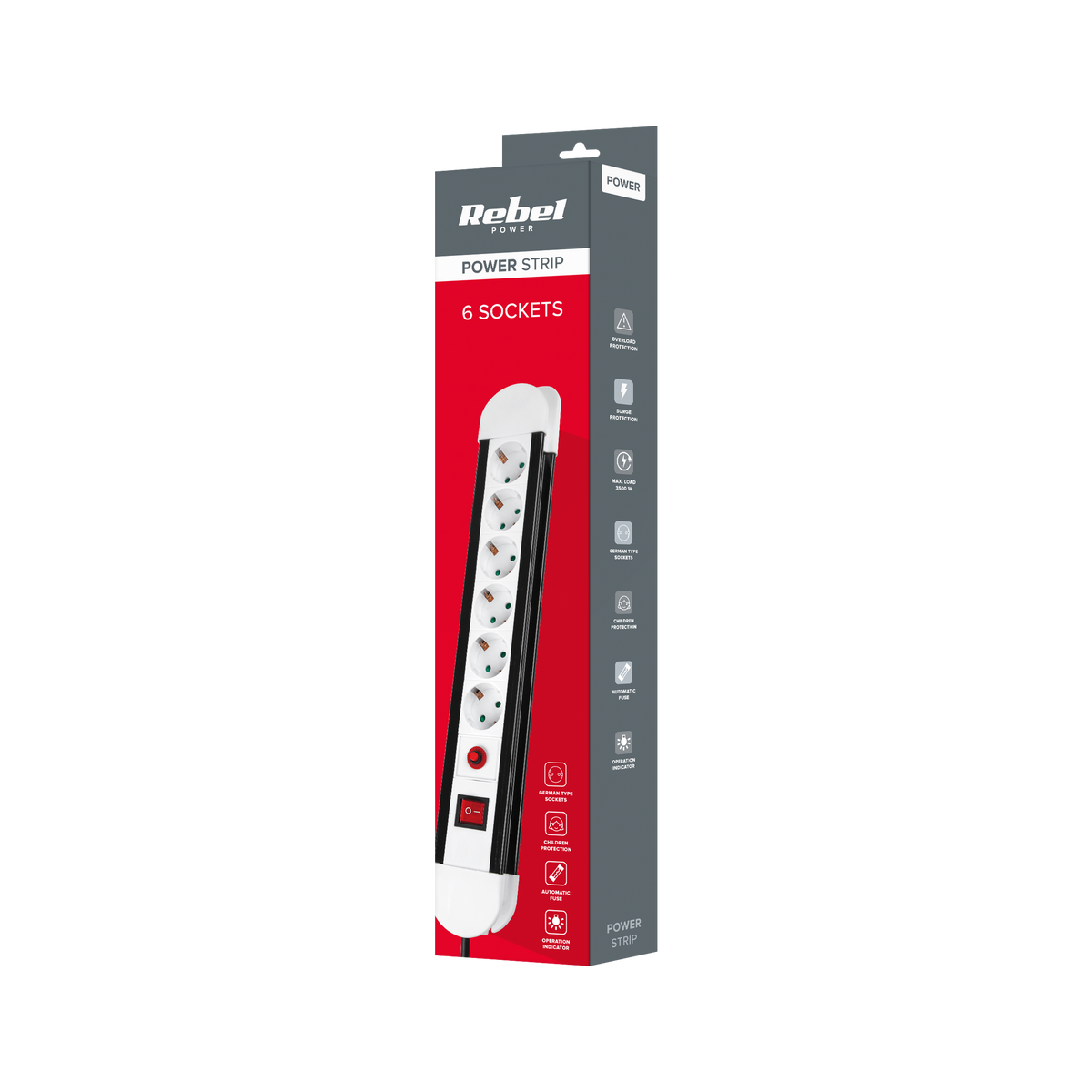 Tinklo lėkštė PremiumLine German tipo - 6 lizdai, 1,5 m (1,5 mm) - gaukdaugiau.lt