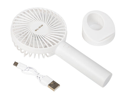 44-504# Nešiojamas USB ventiliatorius su baterija, baltas - gaukdaugiau.lt