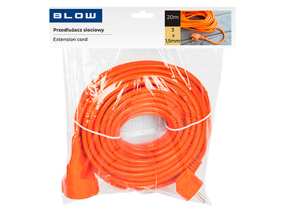 98-056# Tinklinis ilgintuvas PR-160 1-lizdas su įžeminimu 20m oranžinis 3x1,5mm - gaukdaugiau.lt