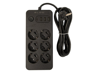 98-211# Tinklo pratęsiklis ps-630 6-lizdų 3xusb 1xusb-c 3m juodas 2x1mm - gaukdaugiau.lt