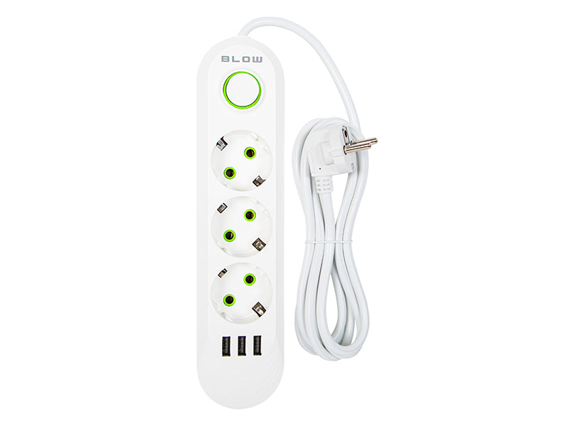 98-216# Tinklo pratęsėjas ps-320 3-lizdai 3xusb 2m baltas 3x1mm - gaukdaugiau.lt