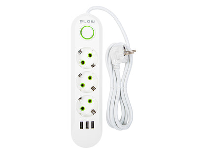 98-216# Tinklo pratęsėjas ps-320 3-lizdai 3xusb 2m baltas 3x1mm - gaukdaugiau.lt