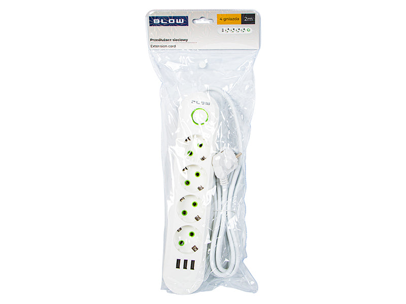 98-223# Tinklo pratęsėjas ps-420 4-lizdai 3xusb 2m baltas 2x1mm - gaukdaugiau.lt