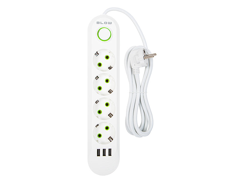 98-223# Tinklo pratęsėjas ps-420 4-lizdai 3xusb 2m baltas 2x1mm - gaukdaugiau.lt